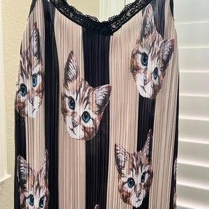 Dressed in LALA cat print midi dress. New with tags. Never been worn.